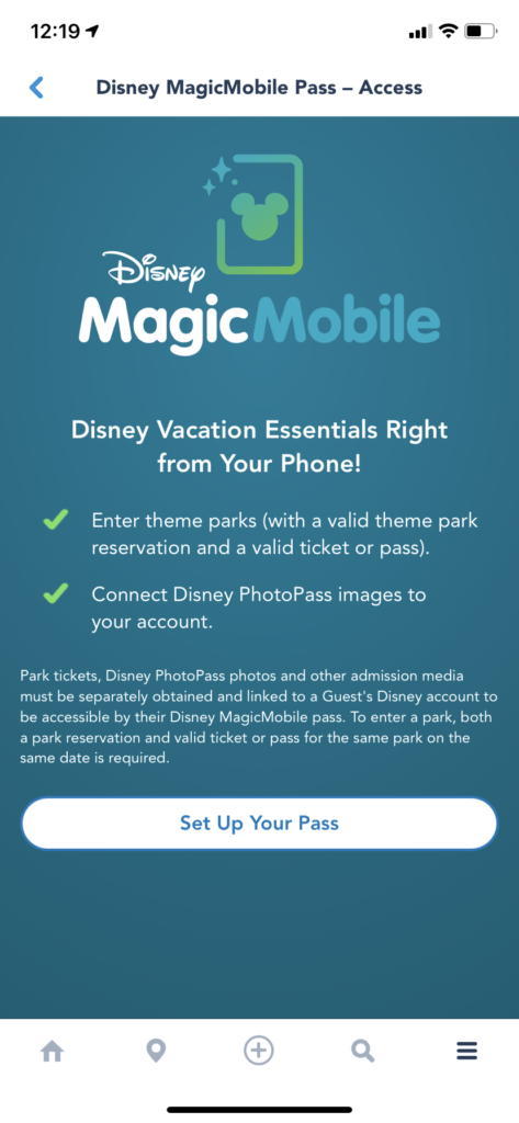 set up Disney MagicMobile pass on iPhone