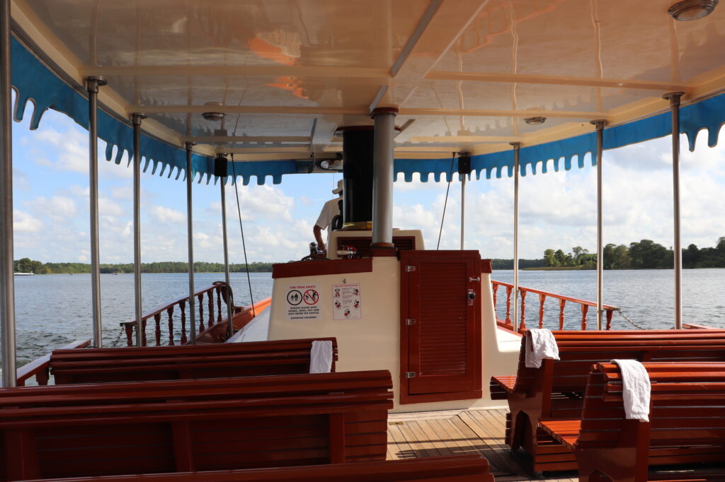 View from a water taxi traveling to Disney’s Wilderness Lodge at Walt Disney World