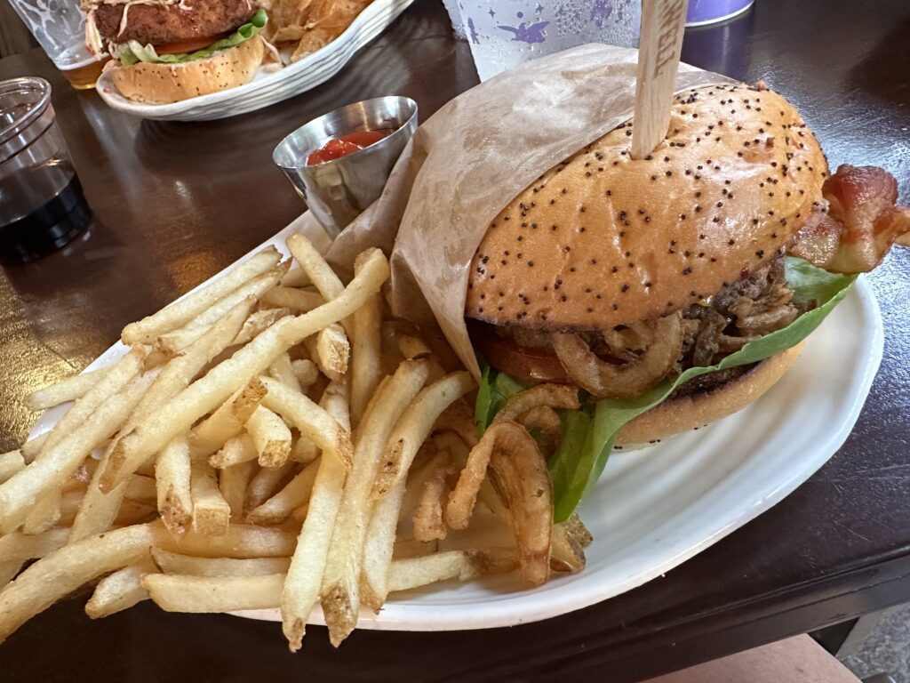 burger and fries on a plate